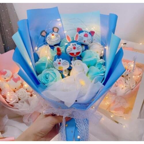 2021 New Cartoon Cute Doraemon Mini PVC Figure Model Toys Dolls Bouquet Graduation Birthday child Gift no Box