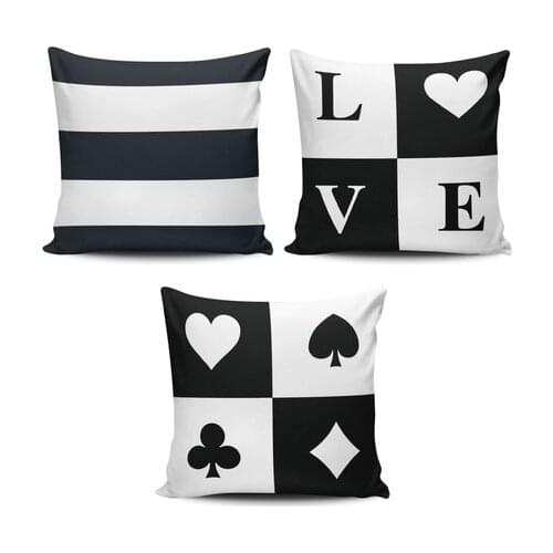Belnido Home Premium Black White Triple Set Pillow decorate Case