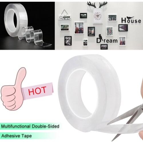 Nano Gel Adhesive Tape Multipurpose Washable Reusable Traceless Double-sided Tape for Home Kitchen Bedroom 1m 2m 3m