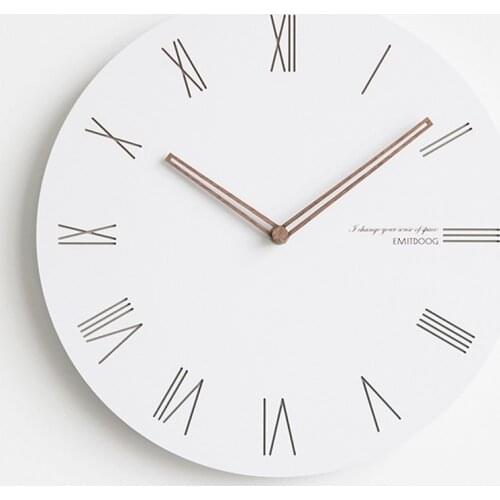 Creative Minimalist Wall Clocks White Wood Modern Nordic Wall Clock Kitchen Minimalist Large Wall Clock Mute Home Watches C5T065