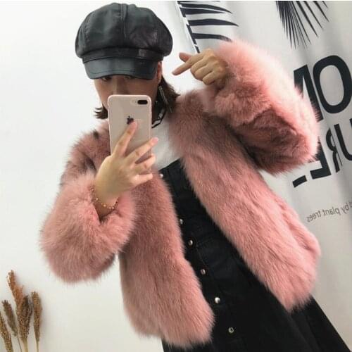 Real Coat Women Clothes Korean Solid Color Fox Fur Jacket Winter Thick Warm Overcoat Manteau Femme Hiver ZL671