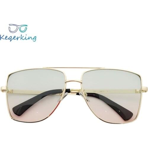 New Flat Top Sunglasses Oversize Goggles Mens Square Sunglasses Women Fashion Famous Brand Designer Metal Eyewear UV400 ZB-21