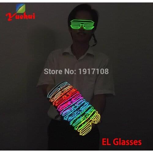 2021Hot Sales LED Glasses Luminous Colorful Glowing EL Wire Glasses For Dance DJ Party Decoration Flashing/Steady On Inverter