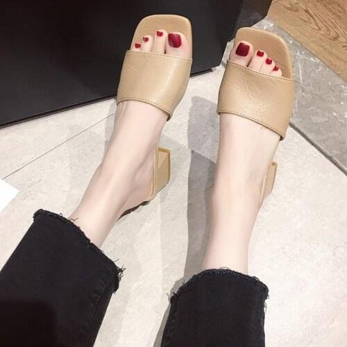 Wholesale 5 pieces Style Outer Wear Korean Style Wind Versatile Square Head Open Toe Line-styled Fairy lykj-yx