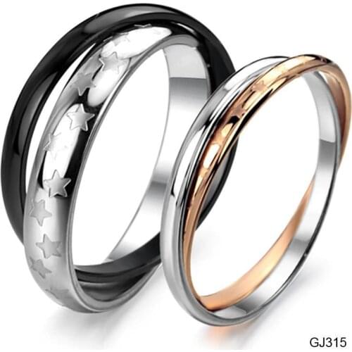 Wholesale Double Feeling Titanium Steel Couple Rings GJ315 Titanium Rings Free Shipping