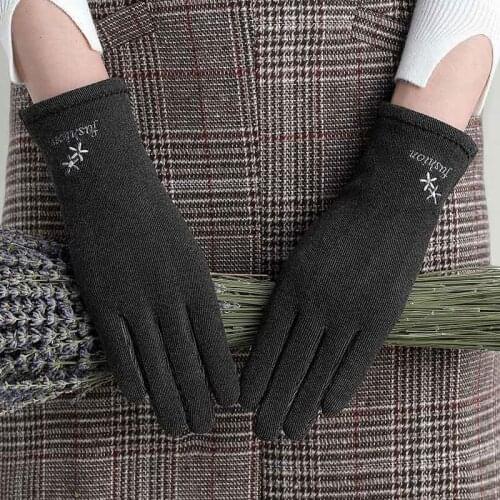 Female Elegant Snowflake Embroidery Sport Cycling Mittens Women Winter Keep Warm Soft Breathable Touch Screen Driving Gloves I14