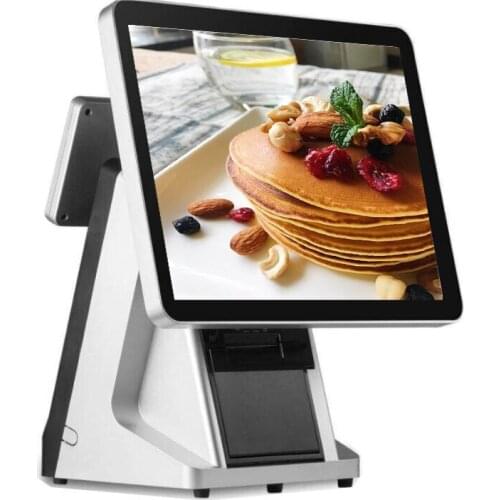 PC capacitive touch screen pos terminal desktop retail restaurant pos system with VFD 58mm printer cash register