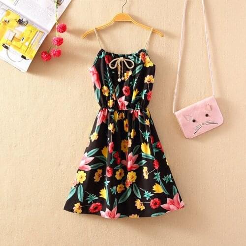 Bohemian Style Sling Dress 2020 Summer New Seaside Floral Printed Dress Fashion Sweet Casual Women Dresses With Bow