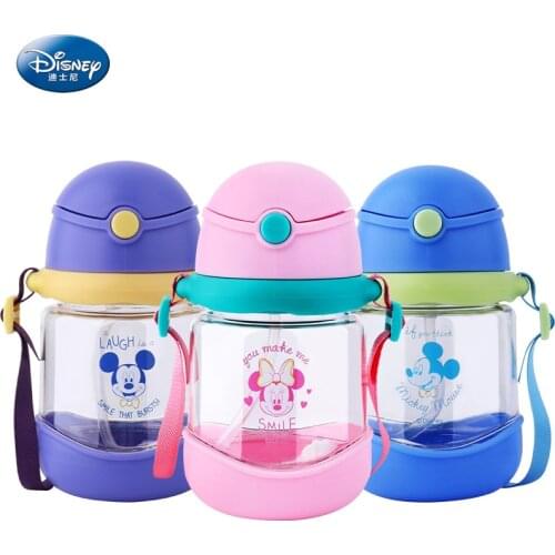 Genuine Sale Disney Cute Baby Feeding Cup with Straw Children Learn Feeding Drinking Bottle with Handle Kids Training Cup Gift