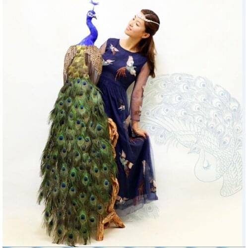 Real life toy bird large 150cm beautiful feathers peacock model handicraft home garden Decoration party activity props toy h0996