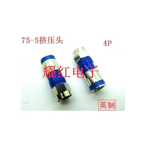 Connector 5PCS Full Copper Compress Type F Head 75 5 RG 6 Inch Joint Extrusion Head Connector Cable TV