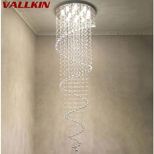 Modern Luster Crystal Chandeliers Lighting Fitting Staircase LED Pendant Lamp For Foyer Dining Room Restaurant Decoration Lamps