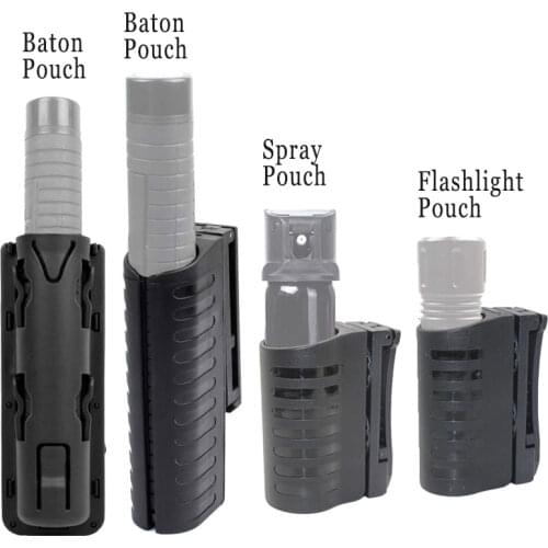 Tactical Flashlight Pouch Holster Mace Pepper Spray Baton Holder Police Shackle Handcuff Pouch 360 Degree Rotable Belt Clip