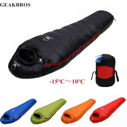 Warm Camping Sleeping Bag White Goose Down Filled For Winter Thermal 4 Kinds of Thickness Outdoor Travel Hiking Sleeping Bag