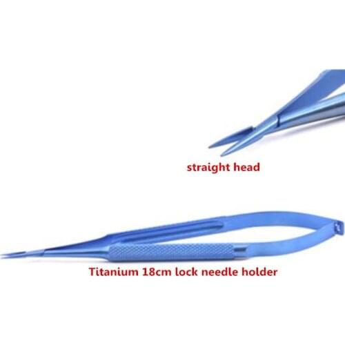 Titanium microsurgical instruments 18cm straight head surgical ophthalmic device lock needle holder