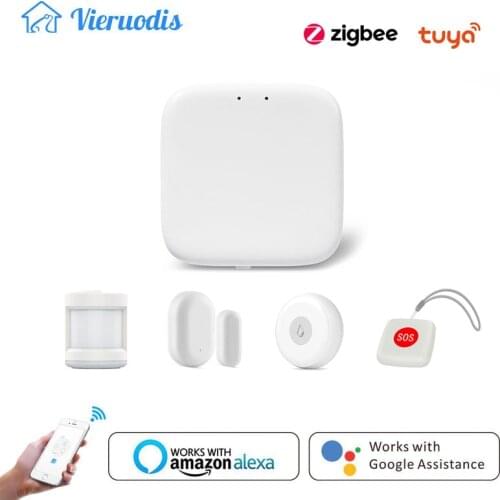 Tuya Zigbee Smart Gateway Hub Home Automation Scene Security Alarm Kit PIR Door&Window Temperature&Humidity Sensor Smart Life