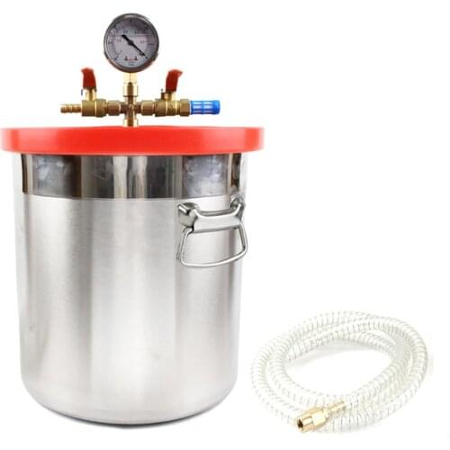 5 Gallon 17L Stainless Steel Vacuum Degassing Chamber Vacuum Defoaming Barrel For Silicone Resin AB Adhesive 28x28CM
