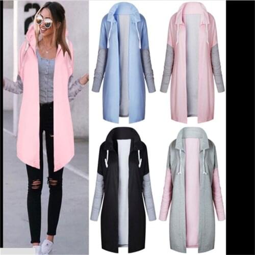Spring Outerwear Coats Female Autumn Women Fashion Clothing Patchwork Casual Long Coat Womens Hoody Jacket Long Cardigans
