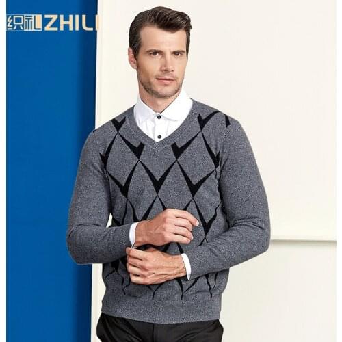 High Quality Mens V-Neck Cashmere Sweater 2018 Fashion Winter Soft Warm Solid color Full sleeve Kintted Pullovers