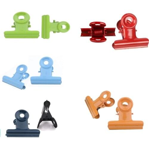XRHYY 2 Pieces 38MM Round Metal Grip Clips Silver Bulldog Clip Stainless Steel Ticket Clip Supplies Black/Red/Orange/Blue/Green