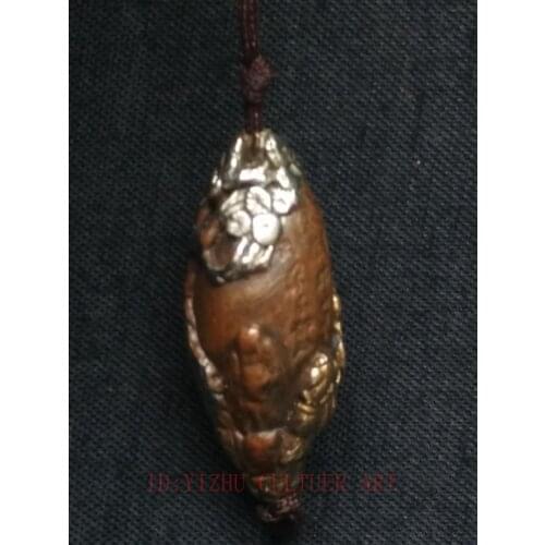 YIZHU CULTUER ART Collection China Old Bronze Carving Boy God of Wealth Statue Pendant Decoration Gift