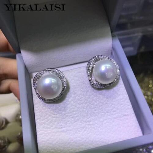 YIKALAISI 925 Sterling Silver Jewelry Pearl Earrings 2020 Fine Natural Pearl jewelry 10-11mm Earrings For Women wholesale