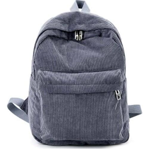 Women Vintage Rucksack Corduroy Backpack School Bag Casual Computer Bookbag LX9F