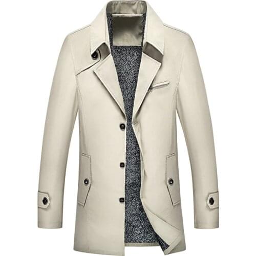 Plus Size M~6XL 7XL 8XL Winter Long Coat Mens Fashion Solid Color Fleece warm Business Casual Long Windbreaker Jacket Mens