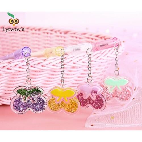 1 Piece Lytwtws Cherry Pendant Girly Heart Fruit Gel Pen School Officel Supplies Stationery Cute Kawaii Lovely Sweet Pens