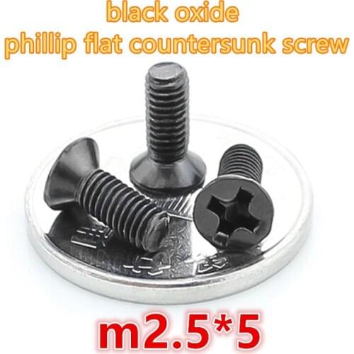 1000pcs m2.5*5 carbon steel with black zinc oxide phillip cross recessed head mini micro electronic screw machine screw