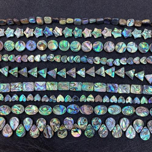 5Pcs Natural Abalone Shell Beads Round Triangular Tetragonal Droplets Pentagram Diy Shells Beads For Making Earrings Accessories