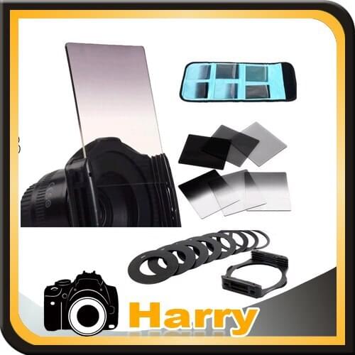 7pcs ND16 ND4 ND8 ND2 Gradual ND2 4 8 Filter Set + 6 slots filter case+Filter Holder + 9pcs Ring Adapter for Cokin P
