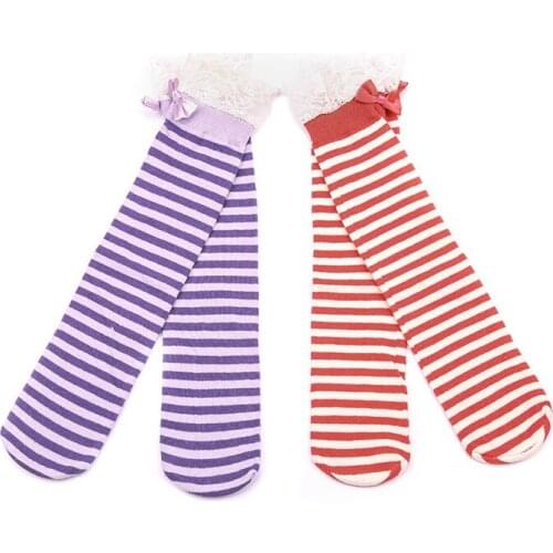 W119 Free shipping 1-8 years old cotton tube socks striped sweet princess childrens socks