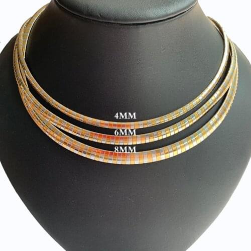 Women Choker Stainless Steel Collar Chains Necklace Gold Filled Snake Chain Jewelry 4-8MM For Girls Gift 4-8MM