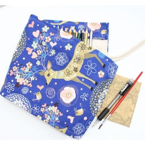 36/48/72 Roll Pencil Case School Cute for Elk Pencilcase Girls Boys Cartridge Canvas Box Stationery Large Pen Bag Supplies Penal