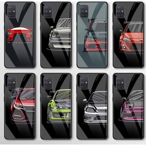 Tempered Glass Case for Samsung Galaxy A51 A50 A70 A71 M51 A21s A10 A30 A40 A31 A41 M31 M21 Phone Cover Tokyo Racing car