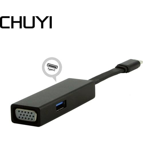 CHUYI USB C To VGA Ports USB 3.0 Hub Splitter Type C 3.1 VGA Adapter USB-C For Macbook Pro Computer Accessories Multi USB-C Hub