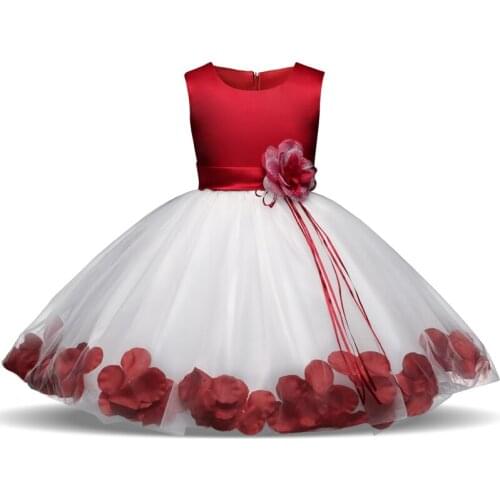 Flower Girl Dress Petals Kids Dresses For Girls Christening Tulle Dresses Party Wedding Ceremonious Childrens Clothes Ball Gown