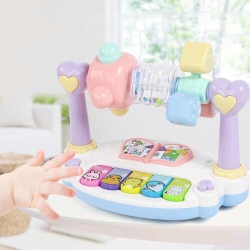 Electronic Keyboard Music Rotating Rattle Knock Mole Game Puzzle Kids Toy Toddler Early Education Cognition Toys Gift