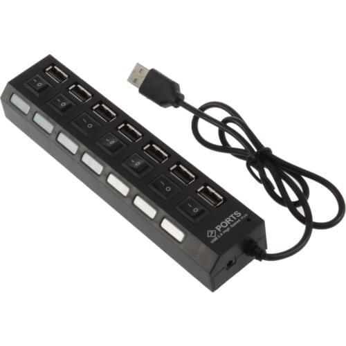 Brand New 1PC USB 2.0 7-Ports High Speed HUB with On/Off Switch Splitter Adapter for Phone Charge