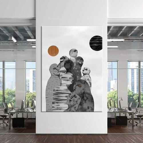 Graphic art printing, wall art, quirky art printing, crowd, weir crowd, moon prints, moon art, flat duck