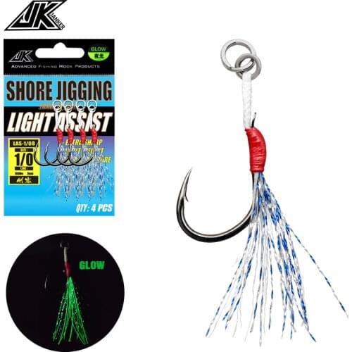 JK LAS-B Fishing Luminous Single Assist Hook Set Iseama Hooks High Carbon Steel Fish Hooks Japan Light Fishhooks Accessories