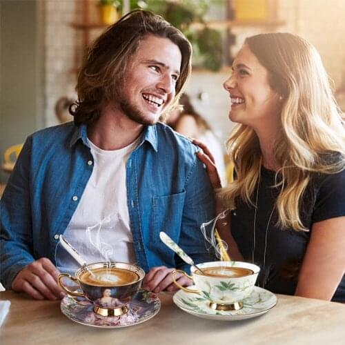 European-style Bone China Coffee Cup Ceramic Cup Set High-end Creative Home Coffee Cup and Saucer Set Afternoon Tea Cup