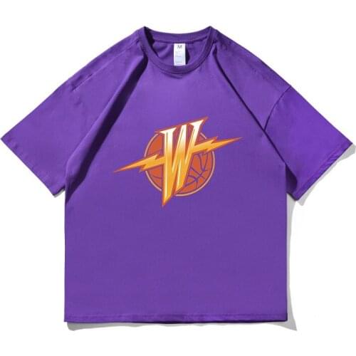 Summer New Retro Warriors Basketball Sports Cotton Short-sleeved T-shirt Drop Shoulder Sleeves Loose Oversize Jersey Hip-hop