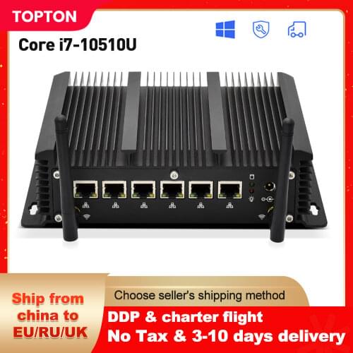 Topton Fanless Mini PC Intel Core i5 10210U 6 LAN i211AT Gigabit Ethernet AES-NI 4*USB3.0 COM Firewall Router pfSense Computer