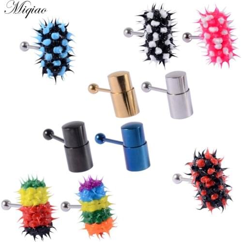 Miqiao 1pcs Hot New Product Silicone Stainless Steel Vibration Tongue Nail Body Piercing Jewelry