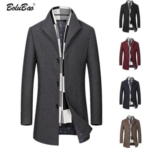 BOLUBAO Wool Blend Coats Men Winter New Mens Solid Color Casual Wool Overcoat Quality Brand Business Trend Wool Coat Male
