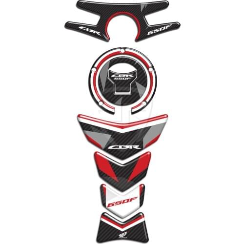 Motorcycle Gas Fuel Oil Tank Pad Plate Fork Protector Sticker Honda 650F Red Karbon Black for Honda 2014 - 2018