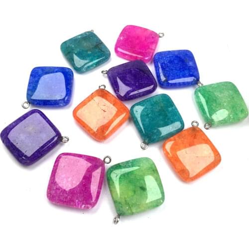 Natural Stone crystal Pendant Square shape Exquisite Pendants charms for Jewelry making DIY Necklaces Accessories size 30x30mm