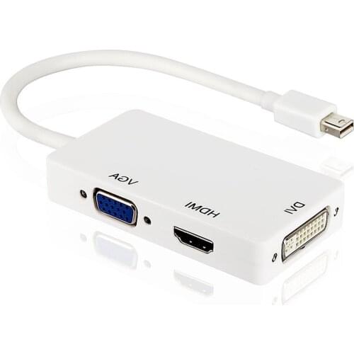 New 3 In 1 Thunderbolt Mini Display Port DP Male To HDMI/ DVI/ VGA Female Adapter Cable For Apple Macbook
